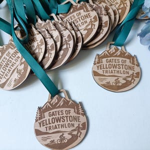 Custom Design. Wood Medal. Running. Laser Engraved. Hand Finished. Neck Awards.