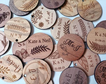 Circle shaped wood tag, Personalized Custom Wood Tags, Custom Name - Logo Wood Tags, Wooden Craft Personalized Engraved Tag,