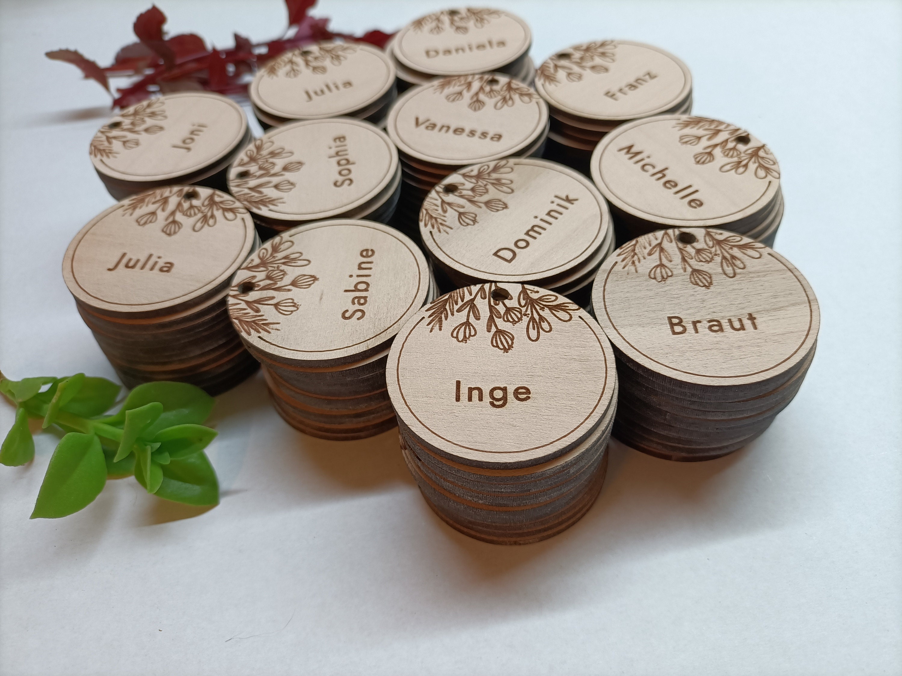 Personalized Custom Wood Tags, Custom Name - Logo Wood Tags, Wooden Craft Personalized Engraved Tag, Wooden Etched Gift Tags, Made to order