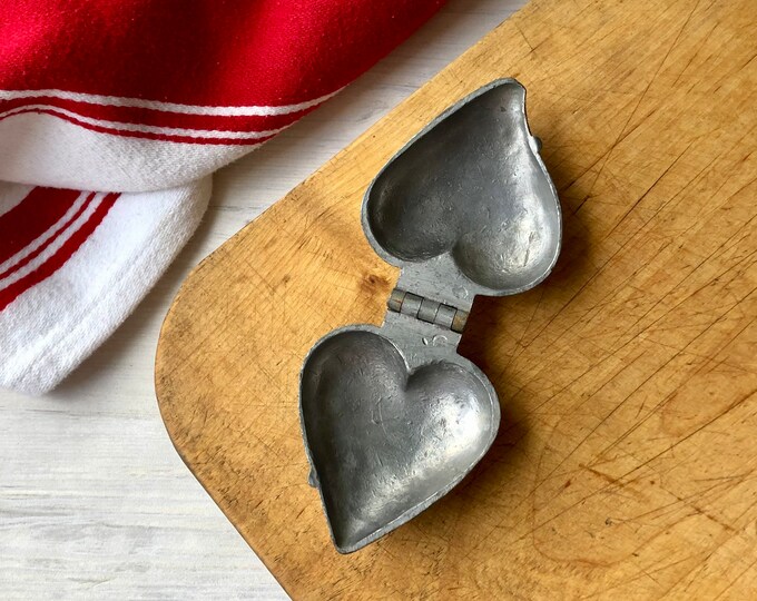 Antique Pewter Mold in a Heart Shape for Chocolate, Ice Cream or Butter