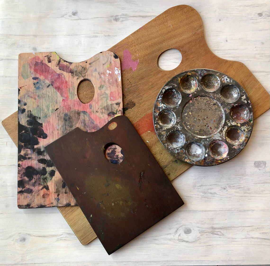 Vintage artist's palette with layers of paint old | Etsy