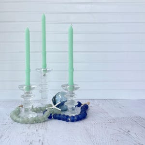 set of 3 Festivo ice candlesticks, vintage Iittala Timo Sarpaneva 4 and two 2 ring chunky modern ice textured art glass candle sticks