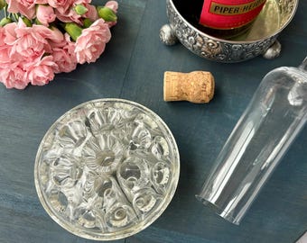 large domed french flower frog, 19 hole flower arrangement tool