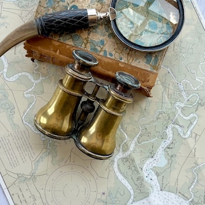 Victorian Brass Binoculars: French Style Nautical Decor (Circa 1867, Not Working