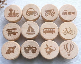 Custom engraved transportation flat wood knob, boho nursery plane drawer pull, nature wooden knob handles,Drawer Pulls knob Cabinet Hardware