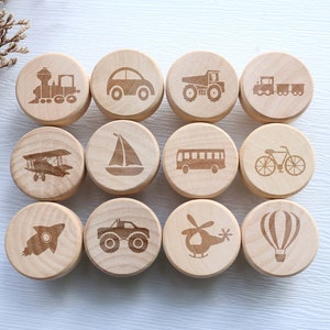 Engraved transportation flat wood knob, boho nursery plane drawer pull, nature wooden knob handles, Knobs Drawer Pulls Cabinet Hardware