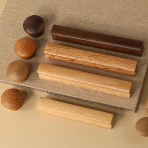 Solid Wood Door Pull Handle Walnut Wardrobe wood knob modern drawer pull minimalist doorknob brass knob Knobs Drawer Pulls Handle