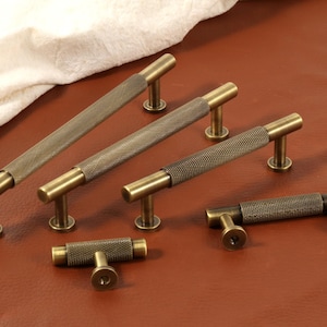 Antique Knurled brass Cabinet handles pulls knobs, Gold Grid Wardrobe pull Bronze Cupboard Dresser handles knobs knobs Pulls Handle hardware