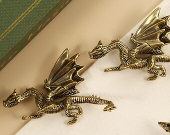 Gothic Dragon Cabinet knob handles, Vintage Brass Animals drawer dresser handle pull knobs, Nursery safari handles,Art Cupboard handle knobs