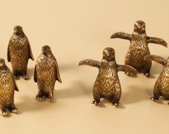 Brass penguins Cabinet handles pulls knobs, Sea animals Wardrobe pull Vintage Dresser handle knob Decorative drawer handles closet pull knob