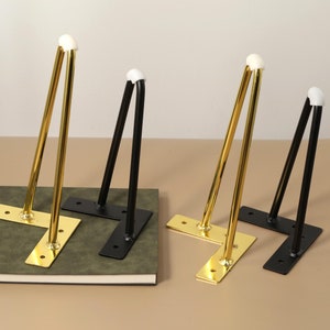 4X Gold black Hairpin Legs, Minimalist Cabinet Legs, Dining Table legs, Hairpin Desk Legs, credenza foot, raised foot pad Hairpin table legs