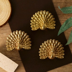 Solid Brass Peacock Cabinet Handles Knobs, Vintage Dresser knob Unique Animal Drawer Knob, Wardrobe Closet Pulls Handle,DIY Cabinet Hardware