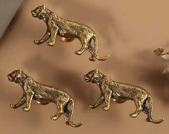 Antique brass cheetah Cabinet knobs handles safari animals drawer handle knobs pulls DIY Jungle animals dresser cupboard knobs pulls handles