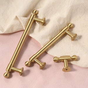 Gold brass Cabinet handles pulls knobs, Ball Brass Wardrobe pull gold Dresser handle knob Boho Drawer Cupboard knobs Pulls Handles hardware