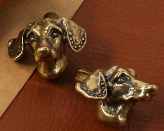 Doberman Aged brass drawer knob handle, Brass Animals Cabinet pulls handle, Dog Wardrobe dresser handle pull knob Nursery puppy drawer knobs