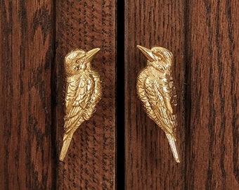 Boutons de poignées d'armoire oiseaux en laiton massif, bouton de commode oiseau, bouton vintage de tiroir animal, poignées de penderie bricolage, quincaillerie d'armoire