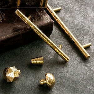 Classic Round Hammered Brass Drawer Handle/gold Brass Cabinet