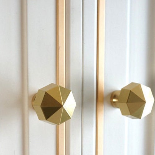 Solid Brass Octagon Knobs Pure Brass Knob Etsy