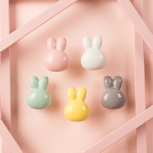 Rabbit ceramics drawer knob, Nursery Knob Handle, Cabinet Handle, animal knob, Animal cabinet knobs kitchen Pull, Drawer Pull Handle