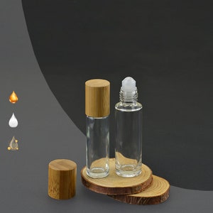 10ml Natural Bamboo Wooden Glass Roller Bottles, Essential Oil Roller Bottles, Steel roller-ball, Fragrance Perfume Roller Bottles