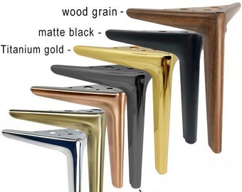 4X Gold Black Furniture Legs, Golden Sofa Foot, Cabinet Legs, Bed Leg, support foot, credenza foot, raised foot pad, coffee table legs