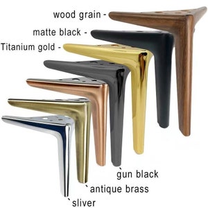 4X Gold Black Furniture Legs, Golden Sofa Foot, Cabinet Legs, Bed Leg, support foot, credenza foot, raised foot pad, coffee table legs