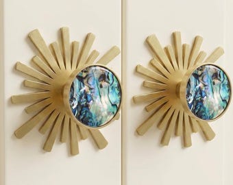 Natural Shell Brass drawer knob Custom engraved Marble cabinet dresser pulls handles,Elegant Gold Wardrobe Pull knobs Cupboard handles knobs