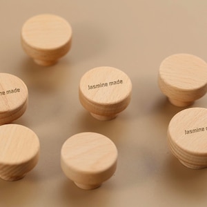 Nature Beech Cabinet Handle Pull Knobs, Boho nursery drawer knobs pull,Custom engraved Flat dresser Knob Pull Handle, round wardrobe knobs