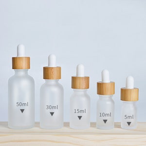 30ml 1oz Matt Natural Bamboo Frosted Glass Dropper Bottles, Essential Oil Bottles, Makeup Packaging, Dropper Bottles Cosmetic Container image 2