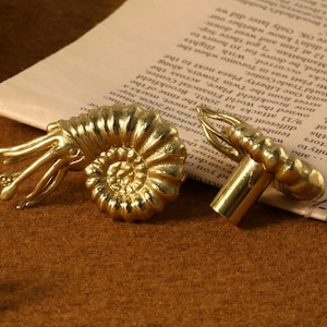 Vintage Nautilus cabinet knobs Brass Sea Animals drawer knob handle pulls, Snail drawer dresser knob pull Kitchen cupboard knobs Home decor