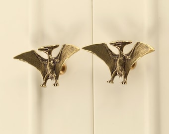 Pterosaur Antike Messing Schubladengriffe Knöpfe Vintage Bronze Tiere Schrankknäufe Kommode Schubladengriffe Kinderzimmer Safari Griffe Knöpfe