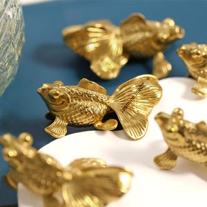 Fancy Tail Gold Fish Drawer Handle knob, Animal Cabinet handle pull knob, custom engraved Vintage dresser handle knob Wardrobe handle pull