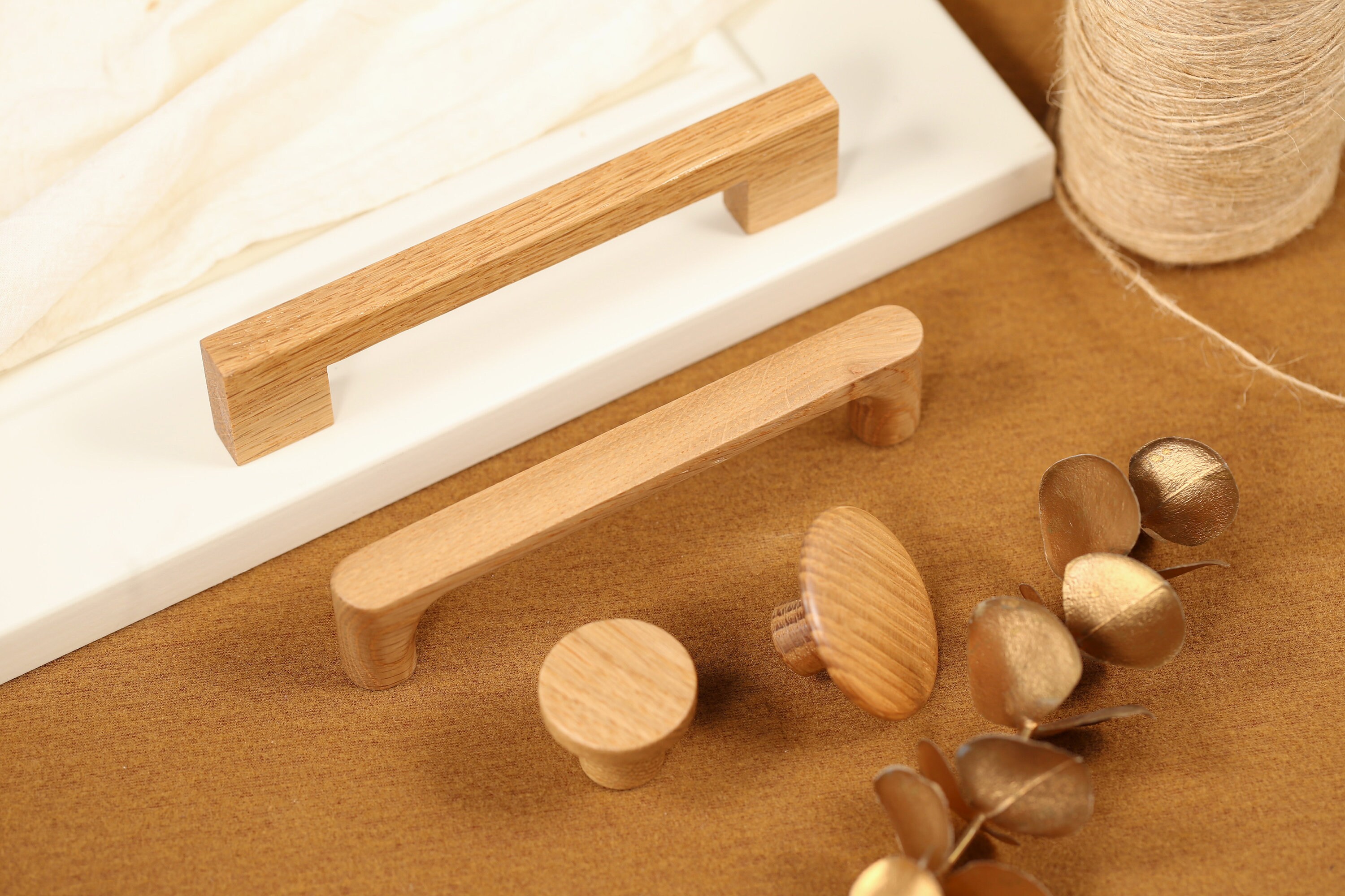 Solid Wood Cabinet Handle - Oak Walnut Beech Drawer Knob Pull