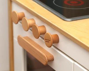 High quality Play Kitchen Duktig Wood Handles Knobs, Kitchen cabinet Knob, Custom engraved kitchen handle knobs, play kitchen improvement