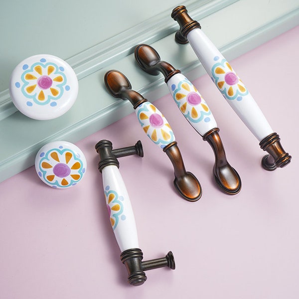 Ceramics pull handle, Nordic ceramic cabinet drawer, doorknob, Drawer Pulls Handle Knobs, Cabinet Hardware