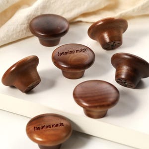 Natural Walnut Drawer Knob, Natural Cabinet knob pull, Custom engraved round wood dresser knob, kitchen handle knob, Cabinet handle knobs
