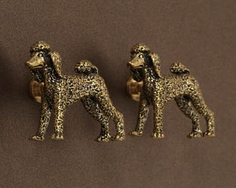Aged brass Teddy Dog drawer knob handle, Brass puppy Animals Cabinet pulls handle, Dog Wardrobe dresser handles pull Nursery drawer knobs