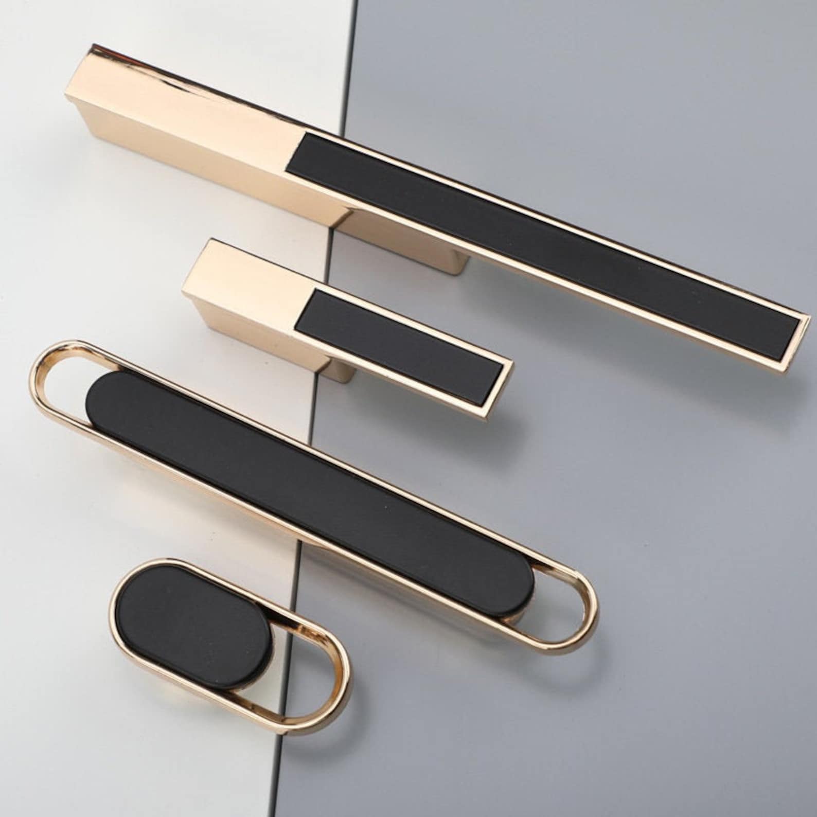 Minimalist Drawer Pulls Handle Black Gold Modern Etsy