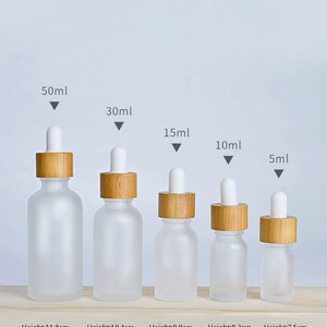 30ml 1oz Matt Natural Bamboo Frosted Glass Dropper Bottles, Essential Oil Bottles, Makeup Packaging, Dropper Bottles Cosmetic Container image 6