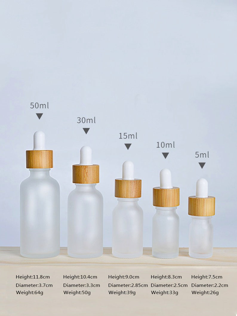 30ml 1oz Matt Natural Bamboo Frosted Glass Dropper Bottles, Essential Oil Bottles, Makeup Packaging, Dropper Bottles Cosmetic Container image 6