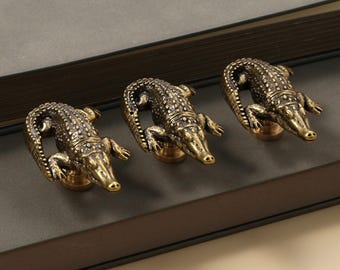 Vintage Messing Krokodil Schrankgriffe Ziehknöpfe, Dschungel-Tiere Kleiderschrank Knäufe Bronze Schubladenknäufe Ziehgriff Hardware