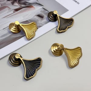 Ginkgo Leaf Brass Cabinet Drawer pulls Knobs, Elegant dresser handle pull, wardrobe cupboard Knob handles Drawer Pulls Knob, Home decor