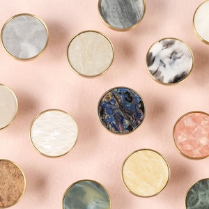 Poignées de tiroir à bouton rond Shell, bouton de meuble en marbre, poignée de tiroir en laiton résine, poignée de garde-robe, boutons de tiroir poignées poignée matériel d'armoire