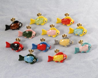 Bunter Fisch Schrankgriffe Knäufe, Seetiere Möbelknauf Möbelknauf Möbelknäufe, Schrankgriffe Knauf, Möbelknauf, Schrankknauf, Schrankknauf, Schrankknauf, Schrankknauf