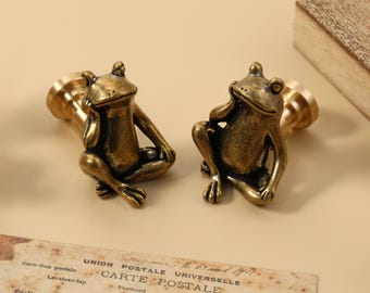 Vintage frog Cabinet Drawer knobs, Solid Brass frog Dresser Handles Knobs, DIY Animals Wardrobe Closet Pulls Handle knobs, Cabinet Hardware