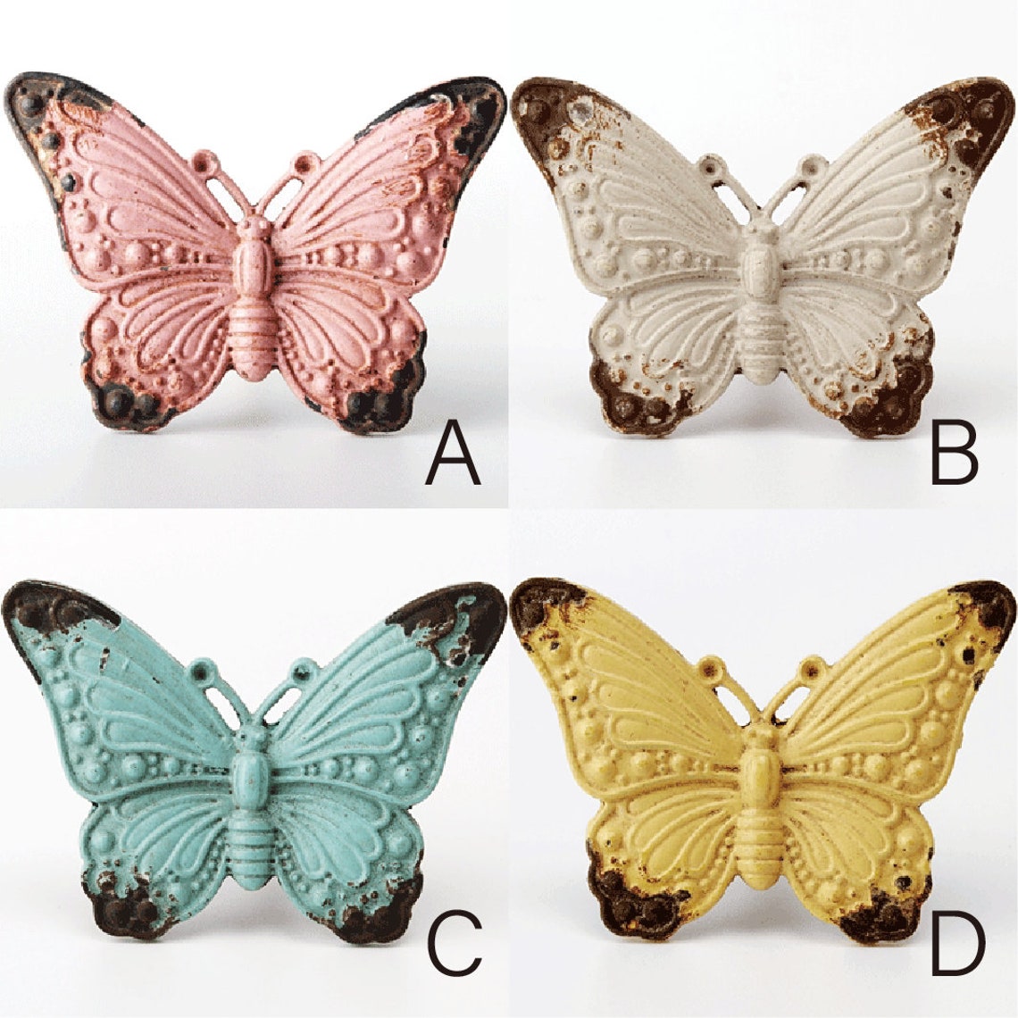 Butterfly knob Distressed Knobs drawer pull Etsy