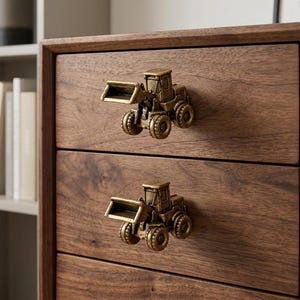 Bulldozer Bronze Cabinet knob Construction Vehicle Nightstand Drawer pull knobs Antique Gold Tractor Kitchen closet Knob Boys Truck knobs