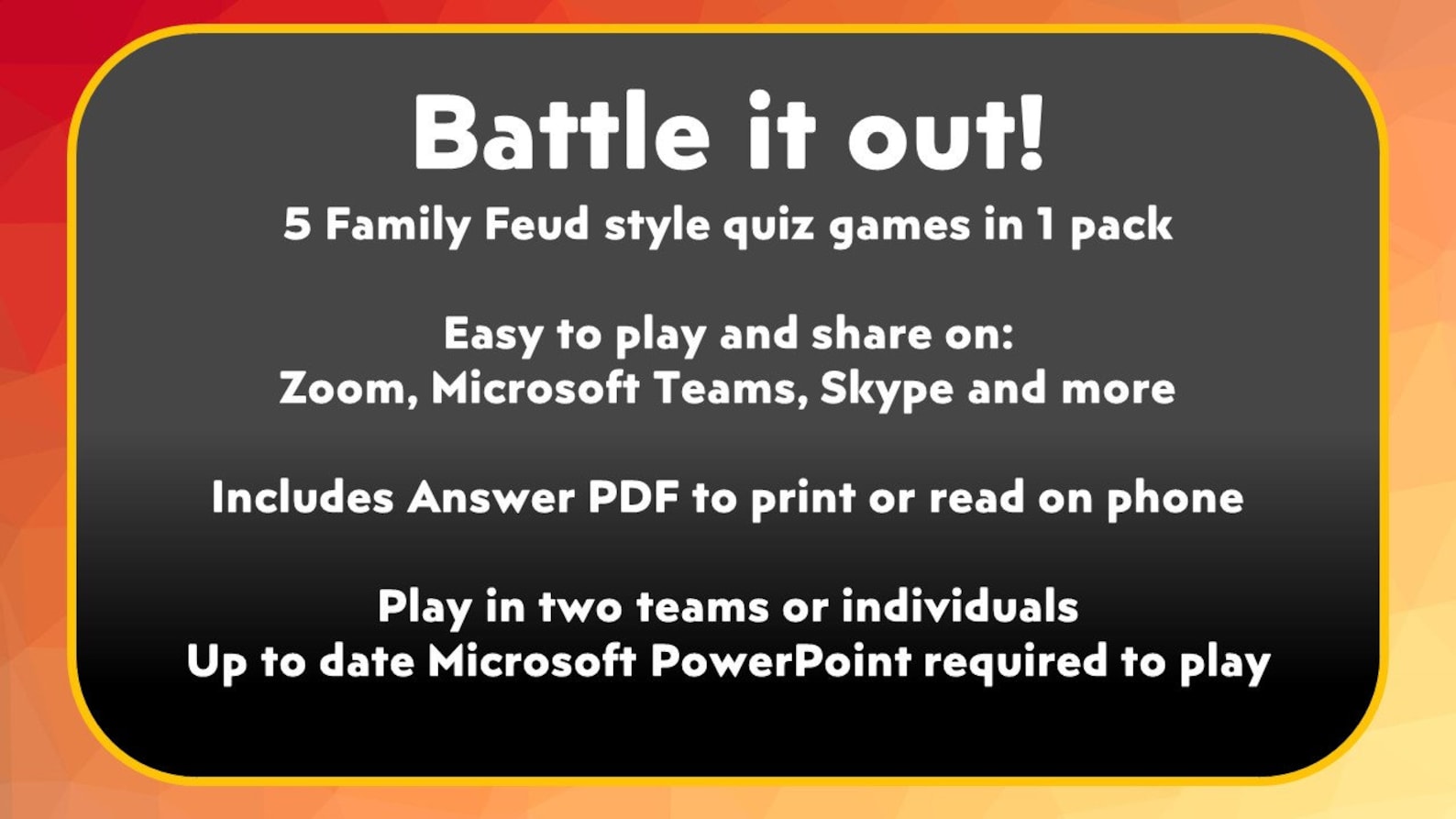 Family Feud Games for Zoom Fun Family Virtual Quiz Party Game Virtual