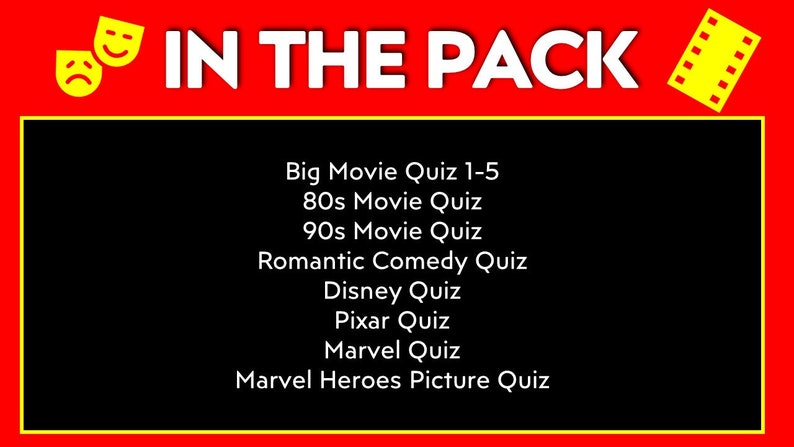 Film Quiz Ultimativ Quiz zum Ausdrucken Familien-Pub-Quiz, Film