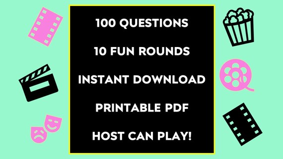Retro Movie Quiz 100 Movie Trivia Questions For 1980s Theme Etsy